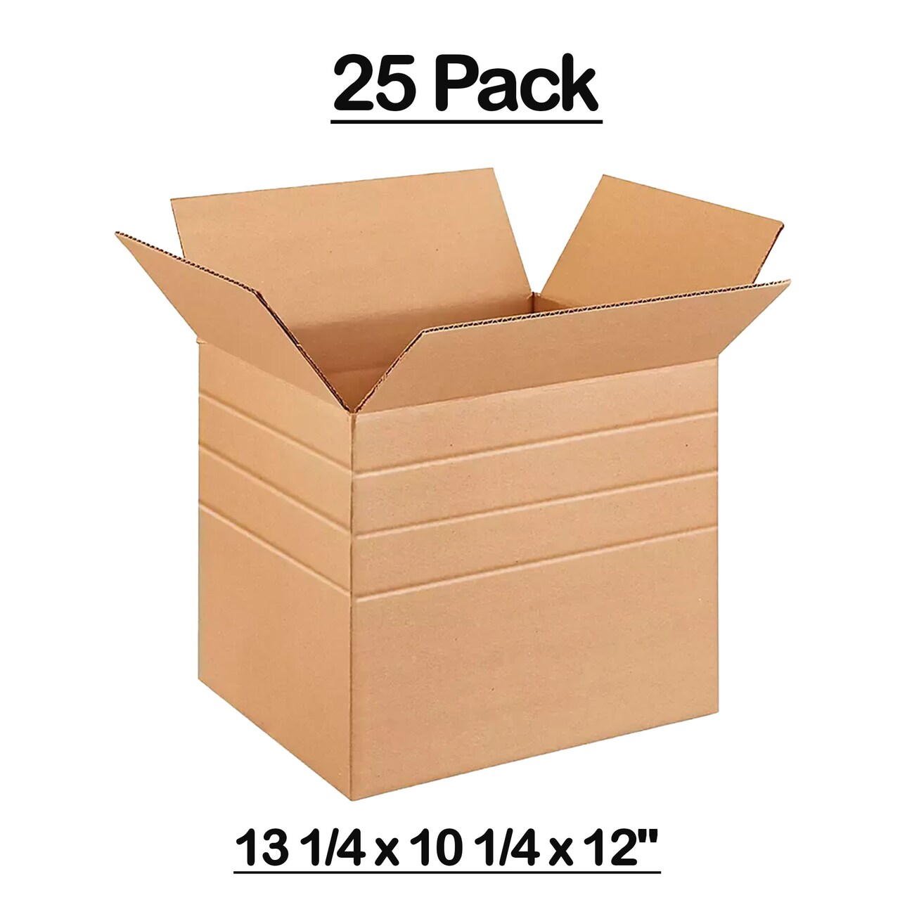 25 Pack Multi Depth Corrugated Shipping Boxes Strong Cartons for Packing and Storage 13 1⁄4 x 10 1⁄4 x 12